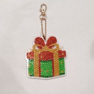 SOLD Festive Rhinestone Gift Keychain